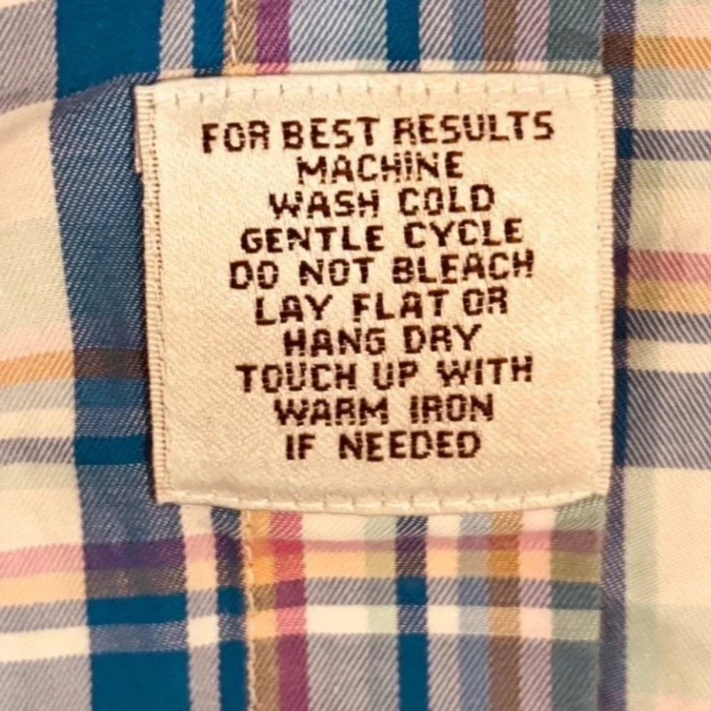 Peter‎ Millar Mens XXL Short Sleeve Button Down Shirt Blue Pink Plaid Cotton
